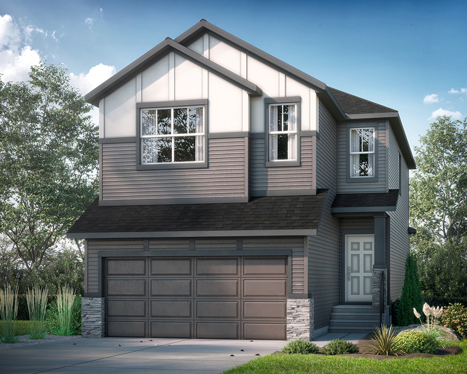 A large house with windows and a garage