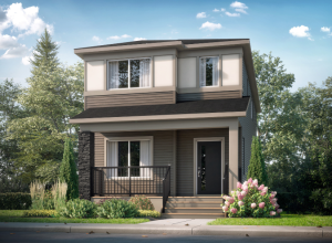 a front drive house with a large window